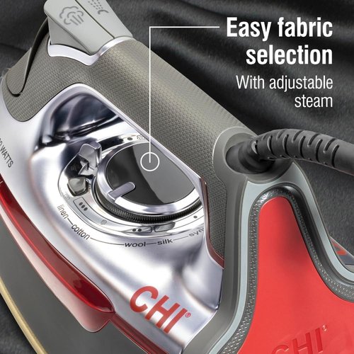 CHI Steam Iron - Powerful 1700 Watts with 300+ Steam Holes & Titanium Ceramic Soleplate - XL 10’ Cord