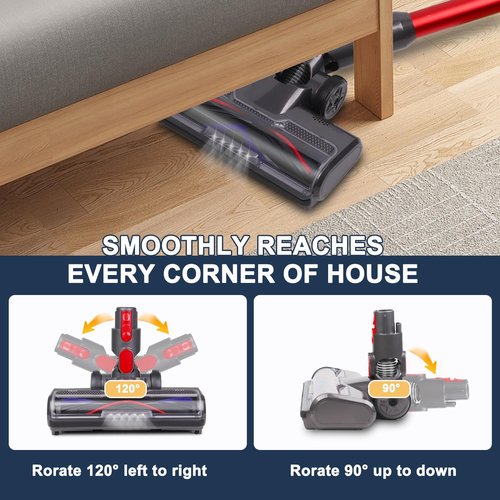 HESTIA Hardwood Floor Attachment for Dyson V7 V8 V10 V11 V15 SV10 SV12 SV14 Cordless Stick Vacuum Cleaners, V-Shaped Roller Brush, LED Headlights, Cleaner Head Replacement Parts