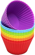 Skiennix Extra Large Silicone Muffin Cups - 12 Pack Reusable Baking Liners | 3.54 Inch Multicolor