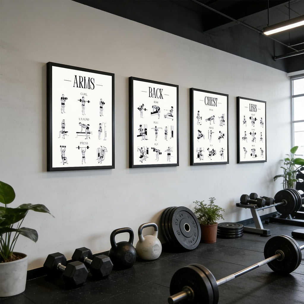 Skiennix Fitness Exercises Wall Art - Dumbbell Workout Poster for Gym & Home Decor | Strength Training