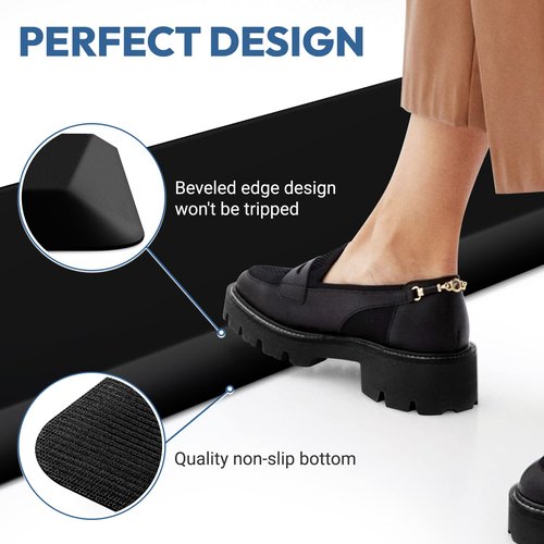 4/5 Inch Thick Kitchen Mat - Cushioned Anti Fatigue Mats for Kitchen Floor - Easy to Clean, Waterproof, Non-Slip Kitchen Rug for Sink, Office, Kitchen (20''x32'' Black)