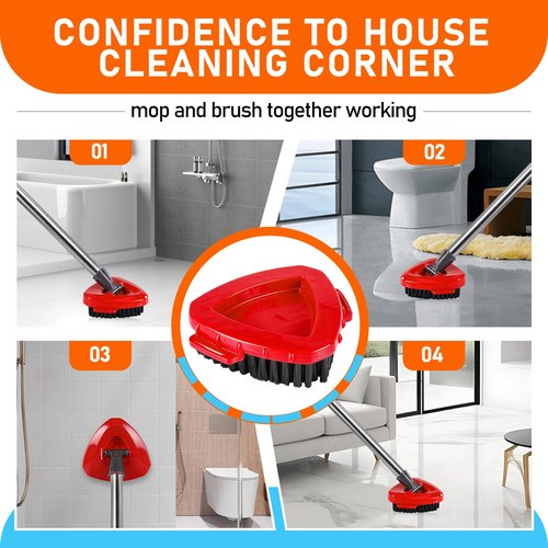 Mop Replace Heads Compatible for OCeda 2-Tank System,7 Pack Spin Mop Refill Replacement with 2 Scrub Brush and Base, Reusable Mop Head Deep Cleaning to Tough Stains