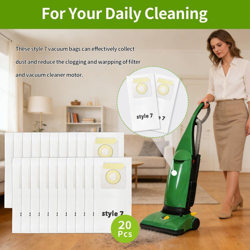 Gudotra 20 Pack Replacement Vacuum Bags Style 7 Paper Bag Fit PowerForce Uprights Vacuums 3537 3522 35221 35223 35224 35225 35226 3522R 3522X 3525 35252 3525R 3530D 3530R Replace Part 32120