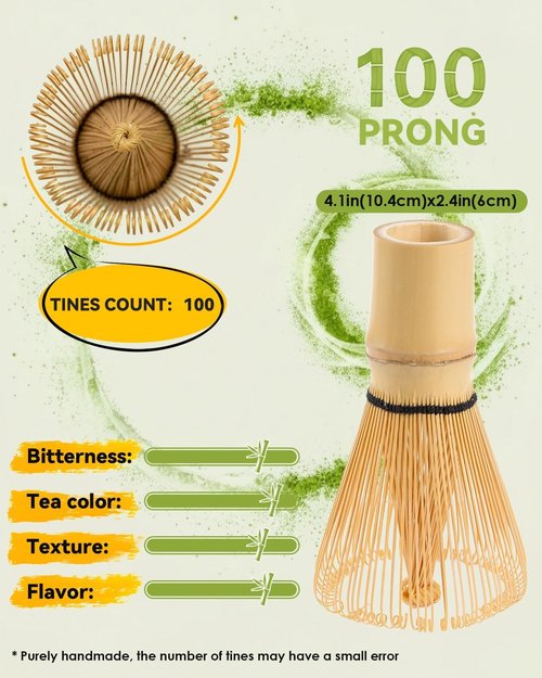 Matcha Whisk - Handcrafted 2-Pack Bamboo Chasen | 100-Prong Traditional Stirrer for Authentic Tea