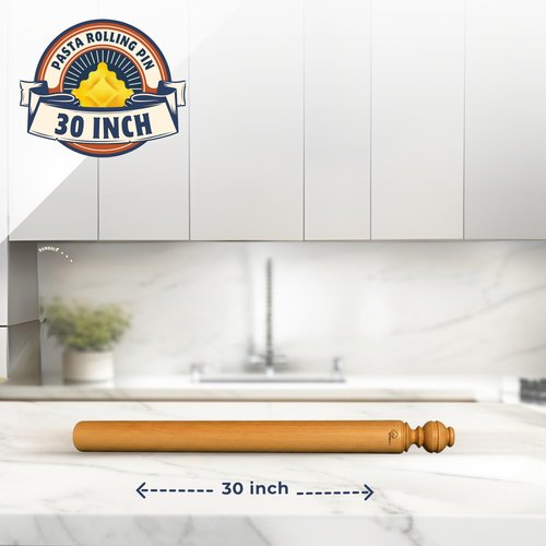 Mattarello Pasta Rolling Pin – Handmade Italian Tool for Authentic Pasta Making – Carved Ball Handle – Extra Long (30 inch)