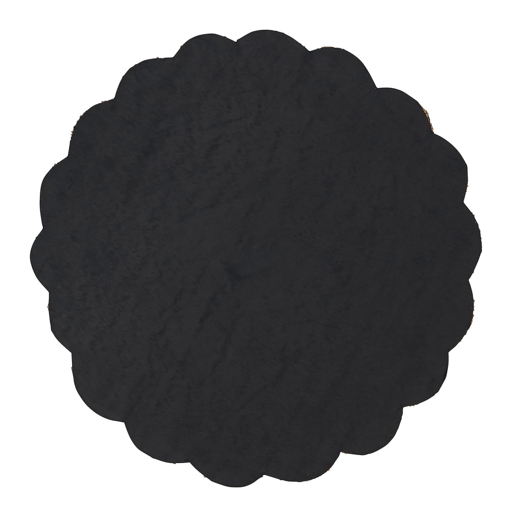 Saro Lifestyle Beaded Pinwheel Bliss Placemat (Set of 4), Black/White, 14"