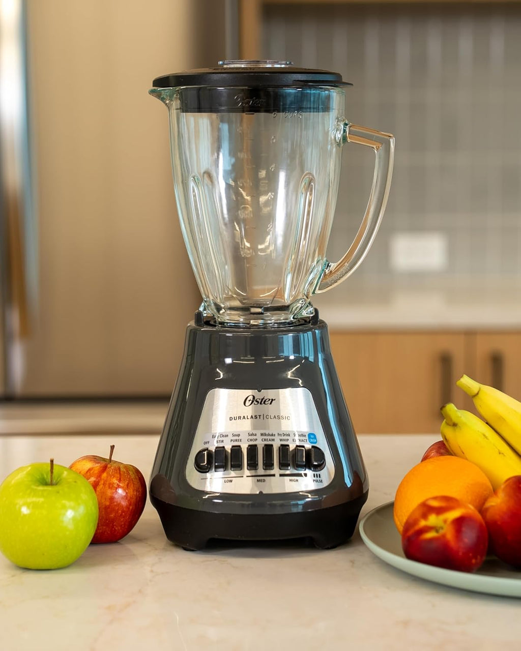 Oster® Classic Series 8-Speed Blender - Versatile 6-Cup Glass Jar - Sleek Gray Design