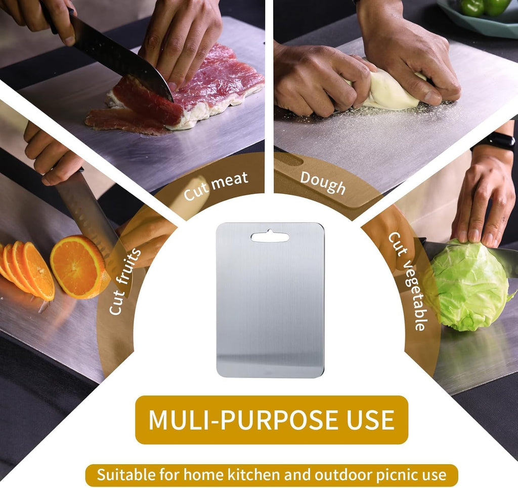 Titanium Cutting Boards - 2025 Upgrade 100% Pure Titanium Cutting Boards For Kitchen, 1 Pack Double-sided food-grade Cutting Board, Easy to Clean (12 * 9INCH)