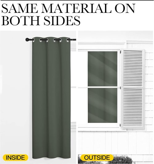 NICETOWN Blackout Draperies - Thermal Insulated Grommet Curtains, 55" W x 108" L, Dark Mallard Color