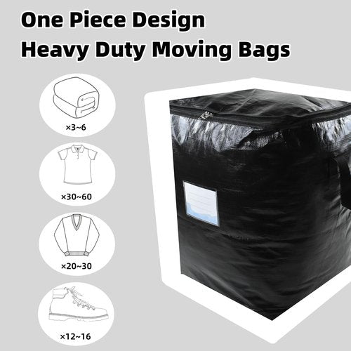 3 Pack Extra Large 91L Heavy Duty Moving Bags - Waterproof Foldable Storage Totes for Clothes & Bedding
