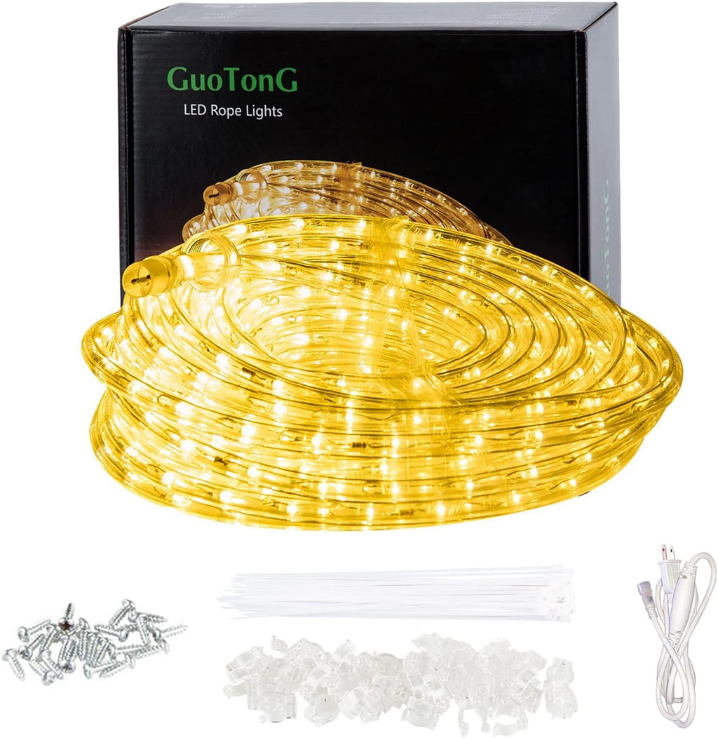 Skiennix LED Rope Lights - 50ft Waterproof Warm White with 540 LEDs | Indoor/Outdoor Decorative Lighting