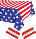 Skiennix Disposable Patriotic Tablecloths - American Striped & Star Design | 54"x108" for 4th of July Celebrations