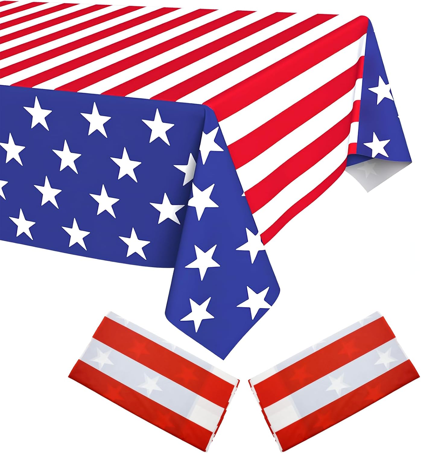 Skiennix Disposable Patriotic Tablecloths - American Striped & Star Design | 54"x108" for 4th of July Celebrations