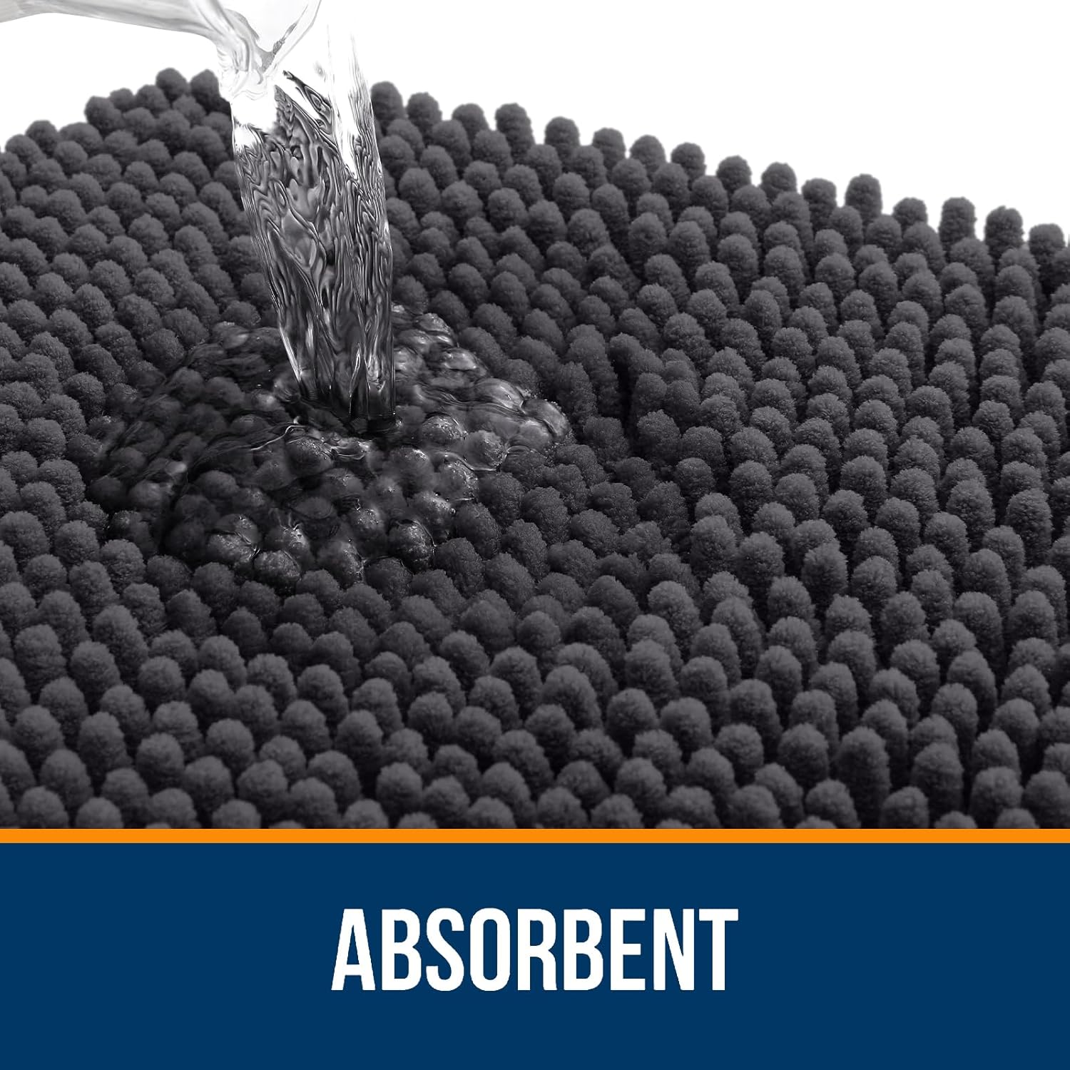 OLANLY Bathroom Rugs - Extra Soft Chenille Bath Mats | Quick Dry, Machine Washable, 30x18, Dark Grey