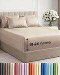 Skiennix Extra Deep King Sheet Set - 6 Piece Breathable Cooling Bedding - Soft Wrinkle-Free Wheat Color