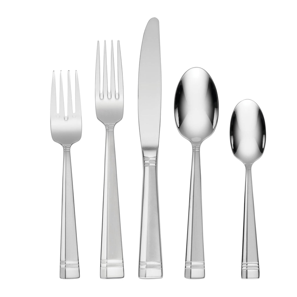 Oneida Silverware Set, Amsterdam 45-Piece Everyday Flatware Set, Service For 8, 18/0 Stainless Steel, Rust Resistant, Dishwasher Safe, Knives Spoons And Forks Set, Home And Kitchen (Silver, 45 Piece)
