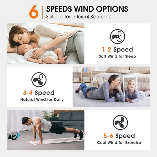 ropelux Ceiling Fan with Light and Remote, Color Temperature Changeable and Dimmable with 6 Speeds for Bedroom,Kids Room (RP1138-Black, 15.7 inches)