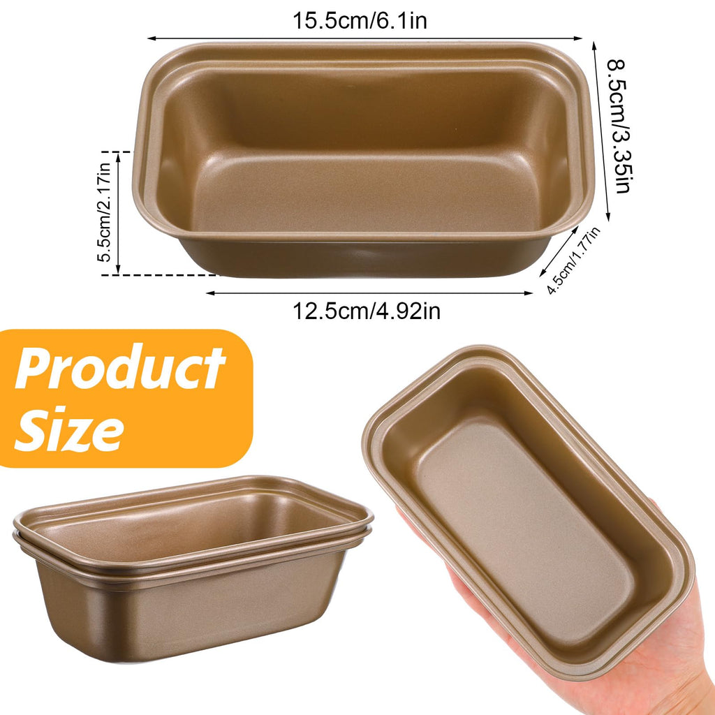 MAQUITA 12 Pcs Mini Loaf Pans for Baking Bread, 6.1 x 3.3 x 2.1 Inches Small Banana Bread Pan Nonstick, Rectangle Carbon Steel Baking Pan for Oven Available Homemade Bread Meatloaf Loaf Cake, Gold