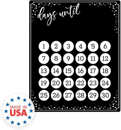 Event Countdown Board - 10" x 12" Black Dry Erase Calendar | USA-Made Countdown Sign for Photos