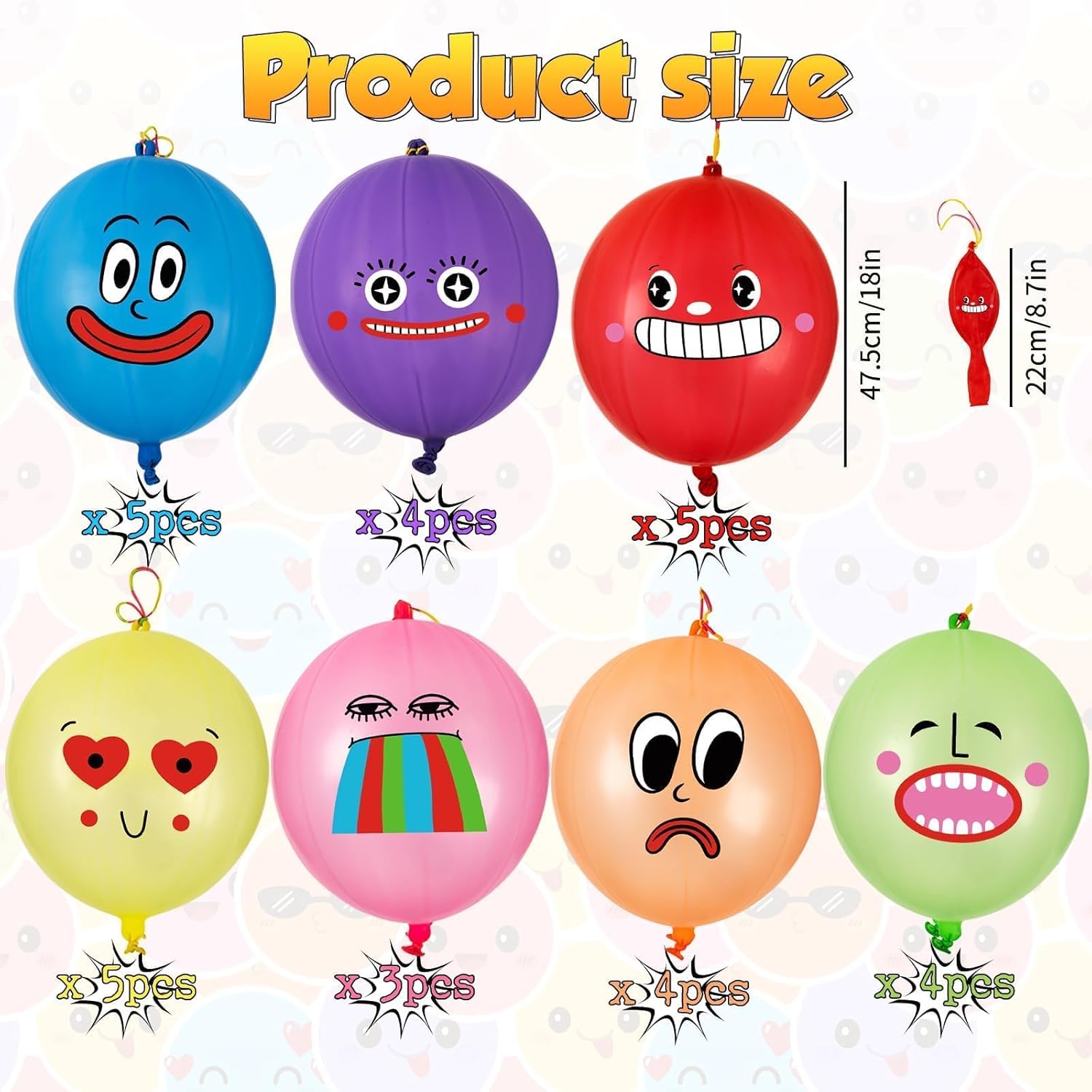VABAMNA Punch Balloons - 30 Pack Neon Party Favors for Kids | 18 Inch Birthday Game Supplies
