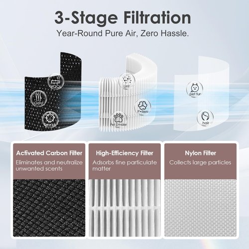 HSIAMEN AP-T65FL Replacement Filter Compatible with HoMedics Air Purifier AP-T65 AP-T65-GY AP-T63, 3-in-1 H13 True HEPA Activated Carbon, 2-Pack