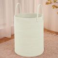 JMvicyroam Large Woven Laundry Basket - 60L Cotton Rope Storage Bin for Blankets, Toys & Clothes | White