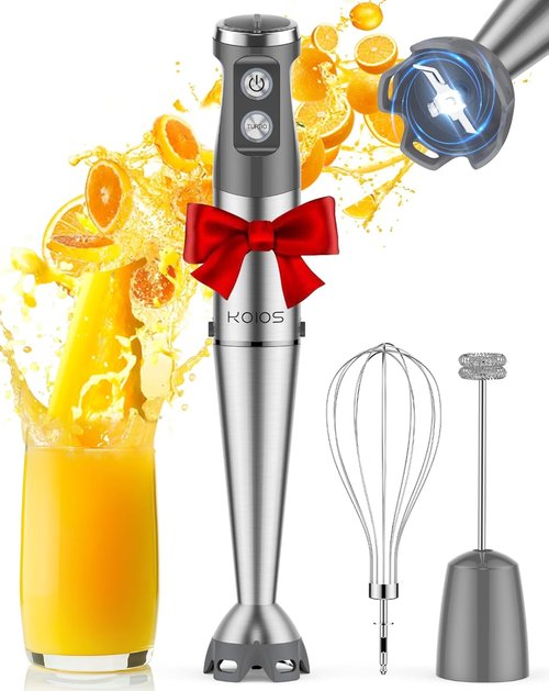 KOIOS Immersion Blender - 1000W 3-in-1 Hand Blender with Turbo Mode & Stainless Steel Blade | Non-BPA