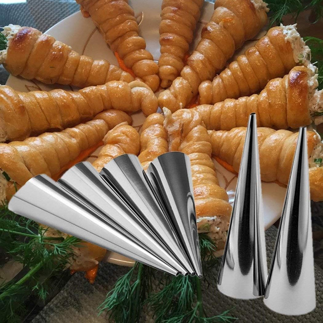 Stainless Steel Cream Horn Molds - Large Size Pack of 20 Durable Ice Cream Tubes