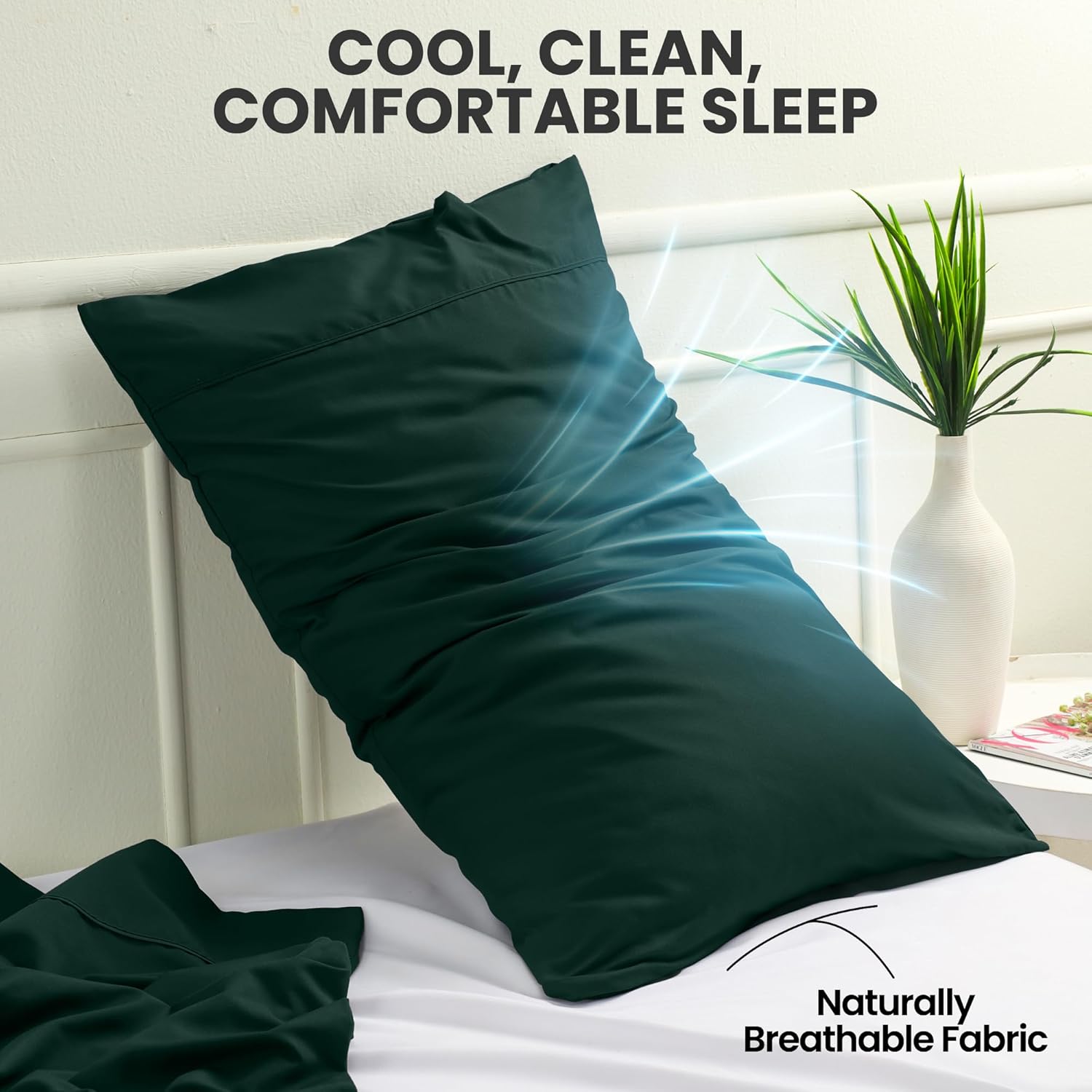 Utopia Bedding Queen Pillow Cases - Soft Brushed Microfiber - 2 Pack, Fade Resistant | Emerald 20 x 30 Inches