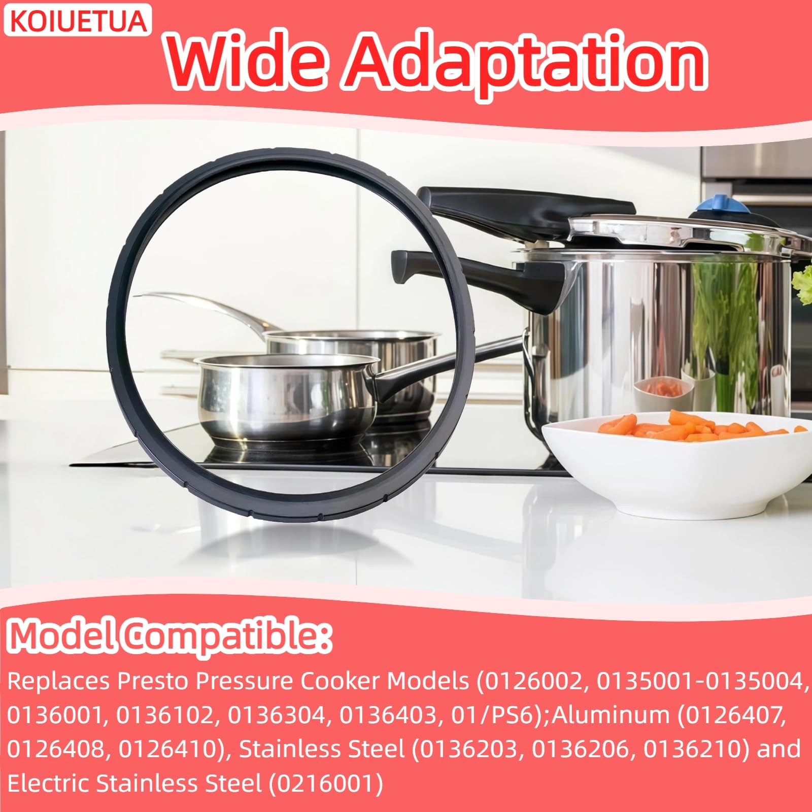 09936 Pressure Cooker Sealing Ring and Overpressure Plug Pack Fit for Presto Pressure Cooker Various 4 Quart 6 Quart Parts Compatible with Models 0126002 0136102 0136403 0136304 0136001 0216001