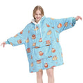Qeils Wearable Blanket Hoodie for Women, Comfy Sherpa Sweatshirt Blanket as Birthday Christmas Gifts, Oversized Pullover Jacket Blanket Hoodie for Adult (Desserts, Adult)