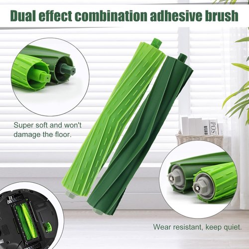 Roomba Replacement Parts for iRobot Roomba i3/i3+/i7/i7+/i4/i6/i6+/i8/i8+/E5/E6/E7 Combo i5, j5 Series– 2 Roller Brushes, 3 HEPA Filters, 3 Side Brushes (Compatible with E, I & J Series)