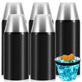 Lounsweer 100 Pcs 9 oz Plastic Cups with Black Rimmed Clear Cocktail Cups Heavy Duty Disposable Wine Glasses for Wedding Birthday Bridal Shower Baby Shower Party Holiday Celebrations