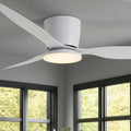 Nuoqiso 42 Inch Flush Mount Ceiling Fans with Lights and Remote Control, White Low Profile Ceiling Fan for Bedroom, Living Room,Office,Kitchen,Patios Indoor and Outdoor Use