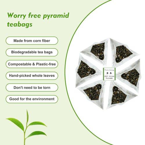 GTGLOTRA Oolong Tea Bags, 24 Whole Leaf Tea Bag, Alternative To Caffeine, 100% Natural Pure Tea, Stress Relief Pyramid Teabags, Suitable for Gifts, Office Reception, Vegan