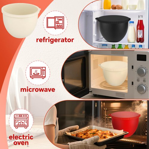 Silicone Bowl Liners for KitchenAid 5 Qt Tilt-Head Stand Mixer, Thicker Non-Stick Mixer Bowl Liners, Odorless Heat & Cold Resistant, Easy Clean, Set of 3 with Lids