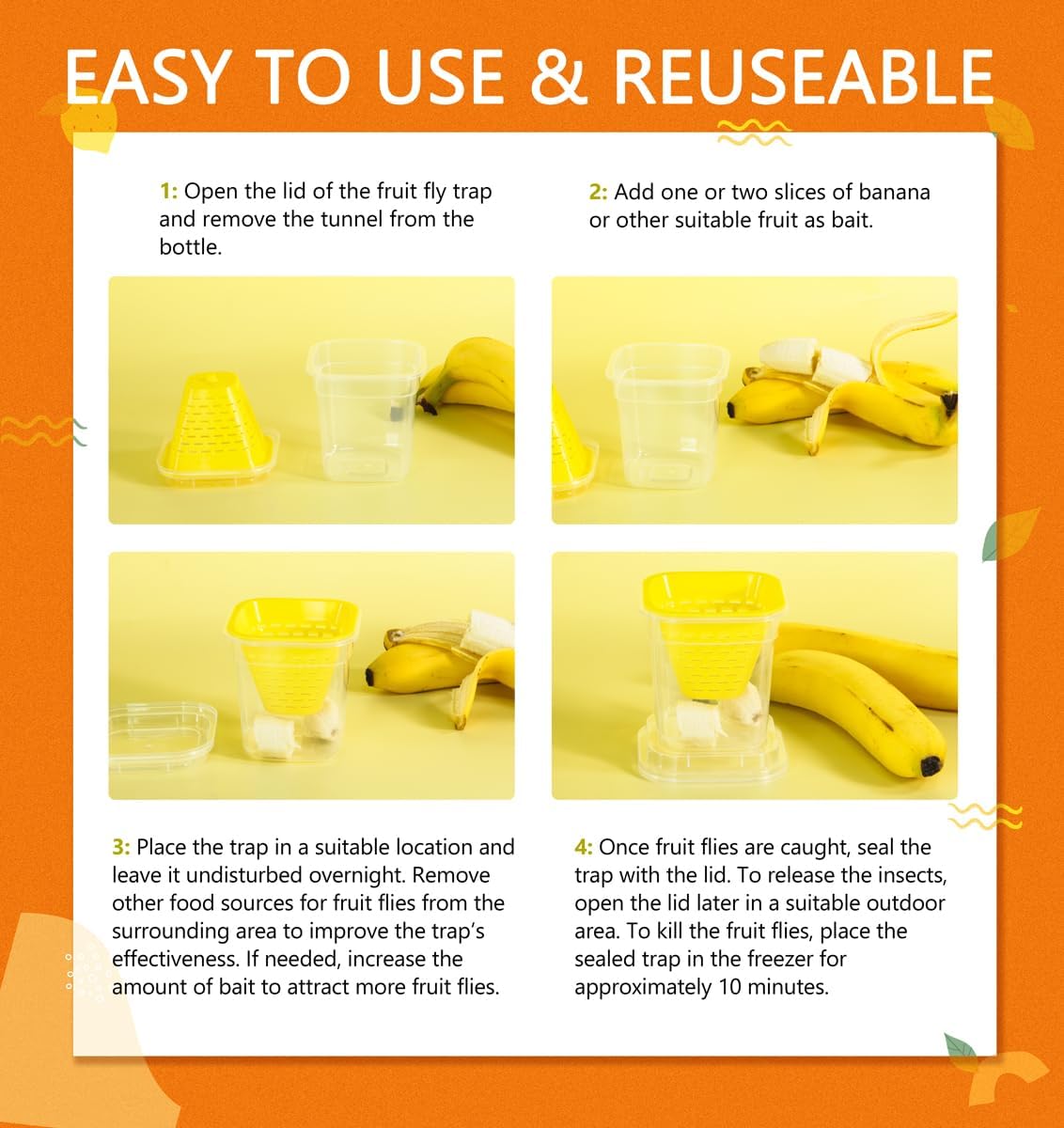 Reusable Fruit Fly Trap by [Brand Name] - Non-Toxic & Safe for Kids and Pets | Easy Kitchen & Home Use