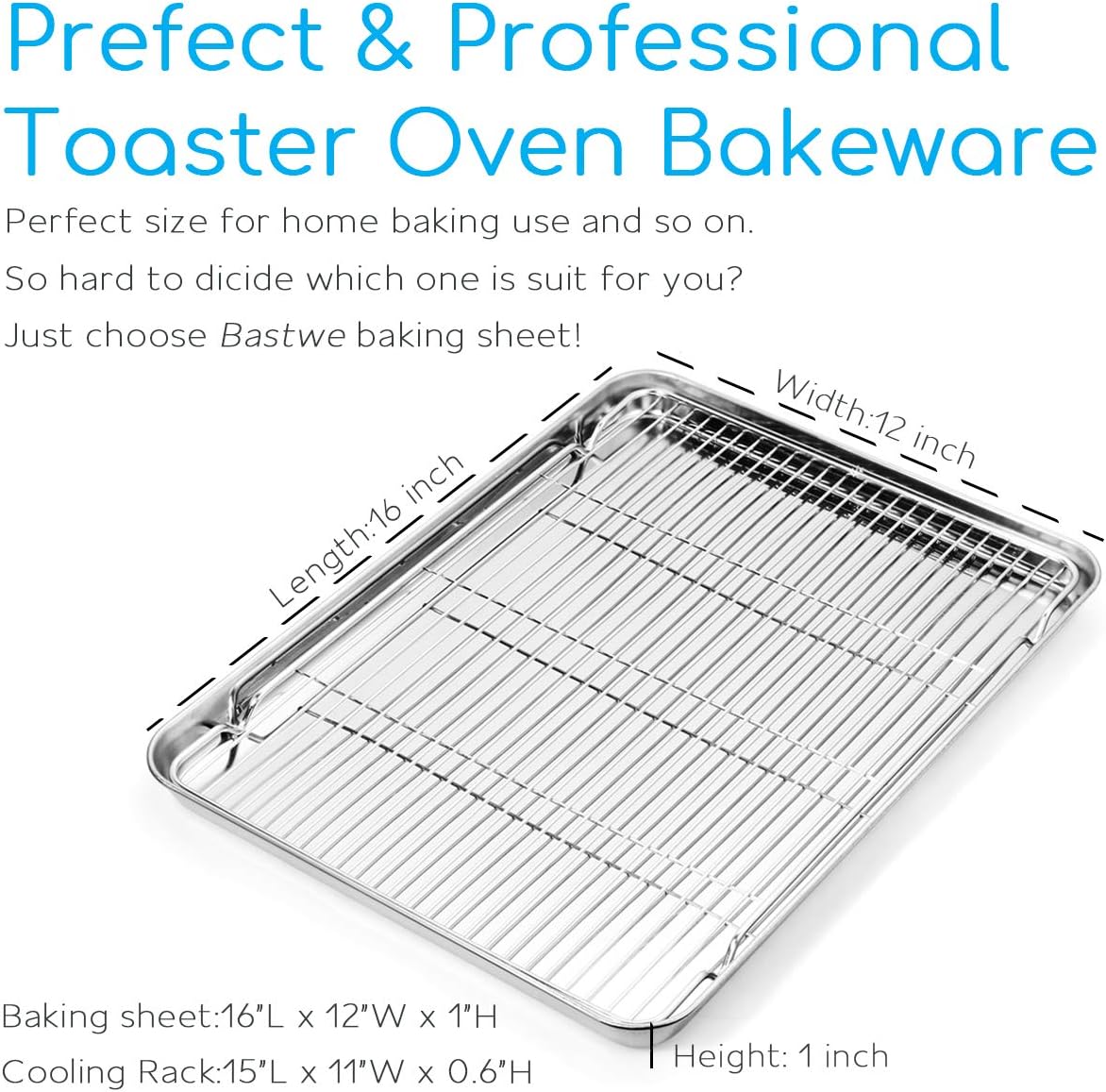 Regine Switzerland Cookie Sheet and Cooling Rack Set - 16-Inch Stainless Steel Bakeware, Non-Toxic & Easy Clean