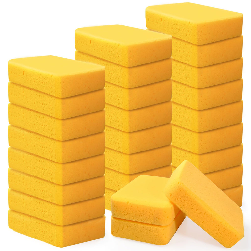 30 Pcs Large Sponges Bulk 7.5 x 5.5 x 1.9 Inch Yellow Grouting Sponge Non-Scratch Scrubber Car Wash Thick Heavy Duty Scrub Sponges Multifunctional Sponge for Cleaning Dishes Car Tile Crafts Supplies