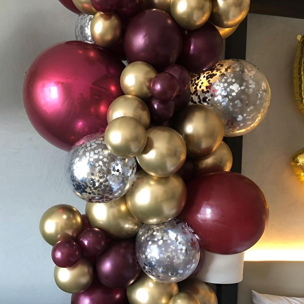 Voircoloria Burgundy Balloons - 110pcs 12-Inch Maroon Latex for Weddings, Birthdays & Celebrations