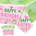 ASLERMURE 3pcs Pink and Green Bow Tablecloth, 54 x 108 inch Bow Party Supplies Decorations, Bow Disposable Table Cover for Wedding Engagement Bridal Birthday Decorations, Girls Birthday Party Supplies