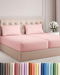 Regine Switzerland Split King Size 5-Piece Sheet Set - Comfy Cooling Bed Sheets - Luxury Hotel Quality - Deep Pockets, Soft, Wrinkle-Free - Oeko-Tex Certified - Baby Pink