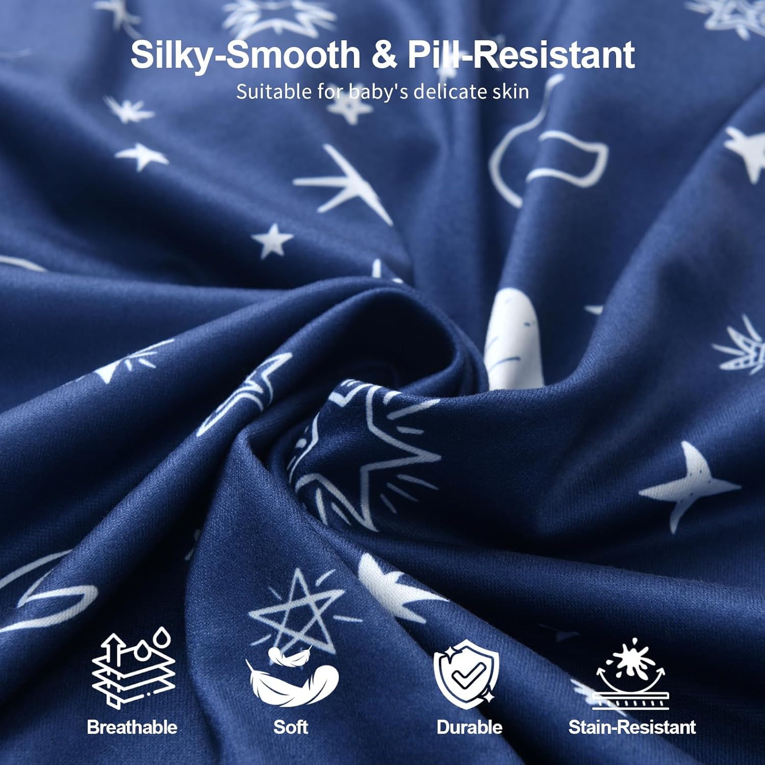 Pack N Play Sheets Fitted by [Brand Name] - 2-Pack Soft & Breathable Mini Crib Sheets | Starry Sky & Clouds