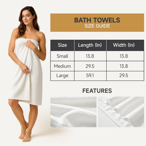 REDKISS Ultra Soft 6 Piece Towel Set, Premium White Towels for Bathroom, Highly Absorbent, Quick Dry, Lightweight Bath Towels Set Collection, Includes 2 Bath Sheets, 2 Hand Towels, 2 Washcloths