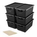 Storage Bins with Lids | Plastic Storage Baskets with Lids for Office Organization,Stackable Organizing Bins with Latching Design, Easy-Clean Boxes for Home, Office, Toys & Classroom Supplies, 6 packs