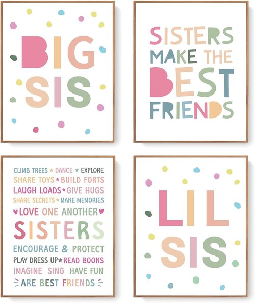 LARTSFRO Wall Art Decor - Inspirational Posters for Sisters | Set of 4 Unframed 10x8 Inch Prints
