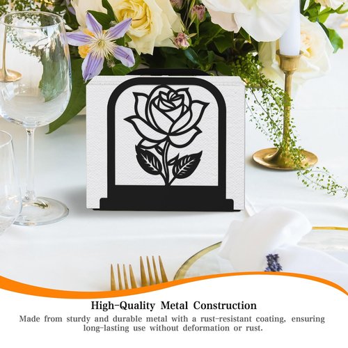 Unique Standing Napkin Holder,Gorgeous Rose Napkin Holders for Paper Napkins,Napkin Holder User-Friendly with Non-Slip Mat,Smooth Edge,Be Used for Dining Table,Shop,Countertop