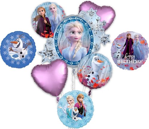 Anagram Frozen Elsa Anna and Olaf Party Supplies 8pc Birthday Balloon Decorations, BQ_4225