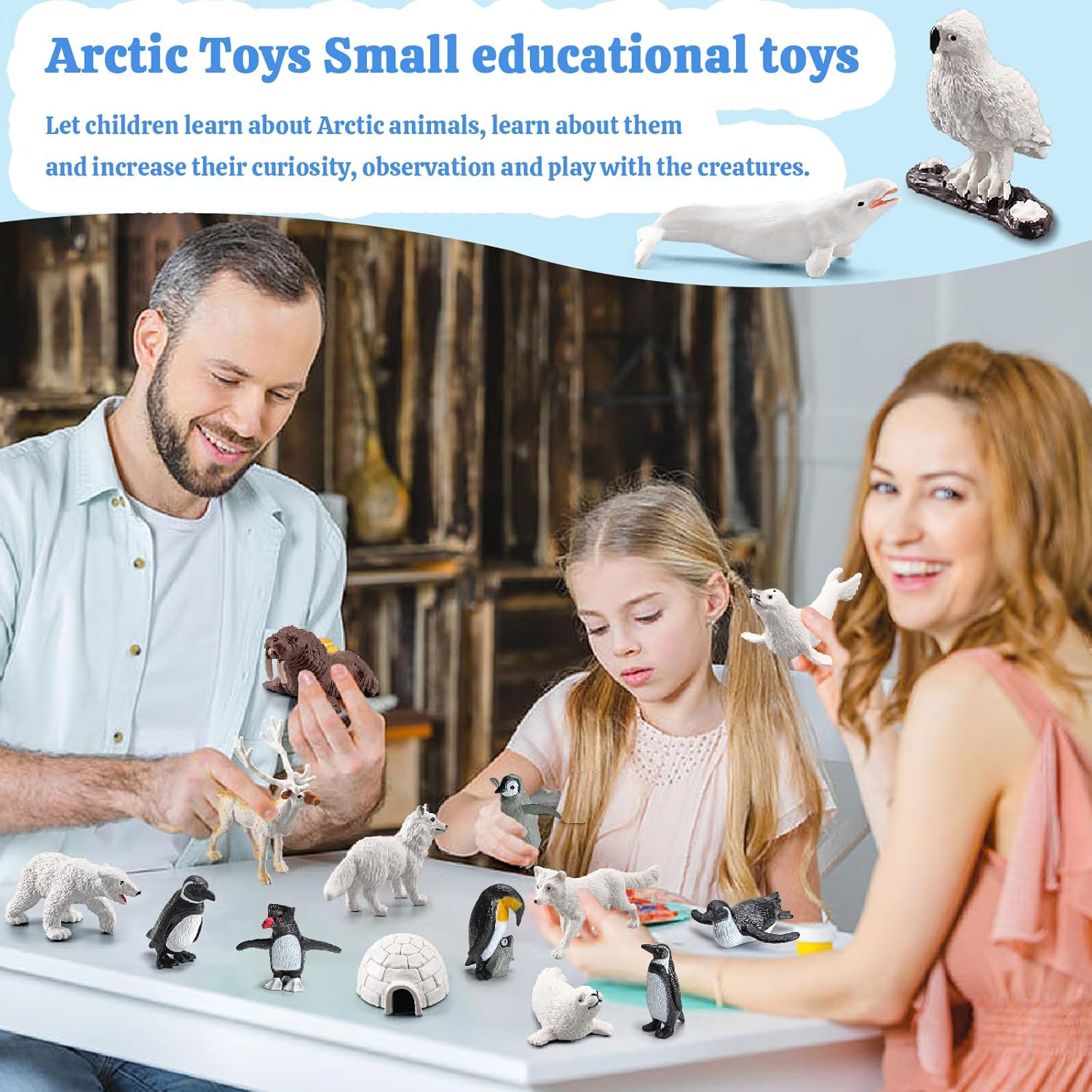 SCAHOW 26Pcs Arctic Animal Figures - Realistic Polar Animal Toys for Kids | Perfect Cake Toppers & Gifts