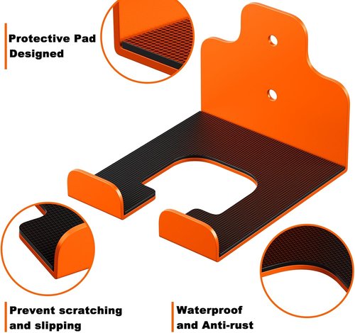 JNIHEEP Garage Organizer - Wall-Mounted Trimmer Rack for Garden Tools | 3-Pack in Orange